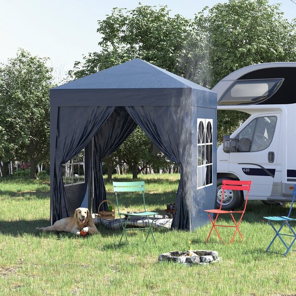 Outsunny 2 x 2m Waterproof Gazebo, Gazebo with Sides, Lightweight Marquee with Removable Walls, Party Tent Canopy with Carry Bag, Blue Aosom UK