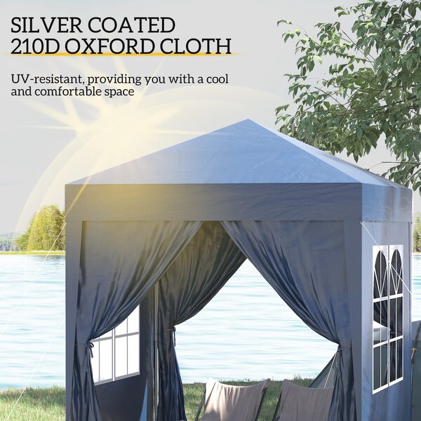 Outsunny 2 x 2m Waterproof Gazebo, Gazebo with Sides, Lightweight Marquee with Removable Walls, Party Tent Canopy with Carry Bag, Blue Aosom UK