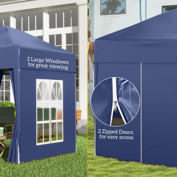 Outsunny 2 x 2m Waterproof Gazebo, Gazebo with Sides, Lightweight Marquee with Removable Walls, Party Tent Canopy with Carry Bag, Blue Aosom UK