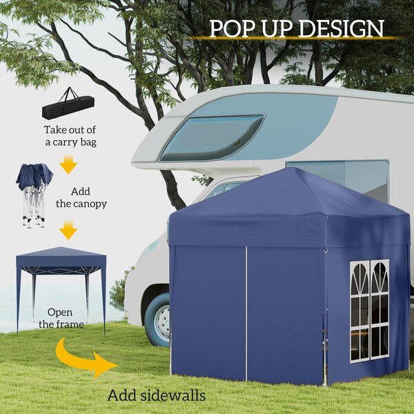 Outsunny 2 x 2m Waterproof Gazebo, Gazebo with Sides, Lightweight Marquee with Removable Walls, Party Tent Canopy with Carry Bag, Blue Aosom UK