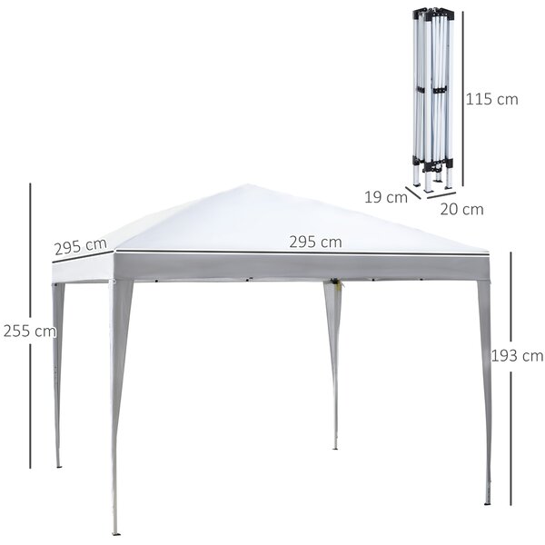 Outsunny 3 x 3m Waterproof Gazebo, Heavy Duty Garden Marquee, Party Tent with Folding Design and UV Protection, White Aosom UK