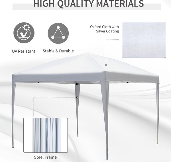 Outsunny 3 x 3m Waterproof Gazebo, Heavy Duty Garden Marquee, Party Tent with Folding Design and UV Protection, White Aosom UK