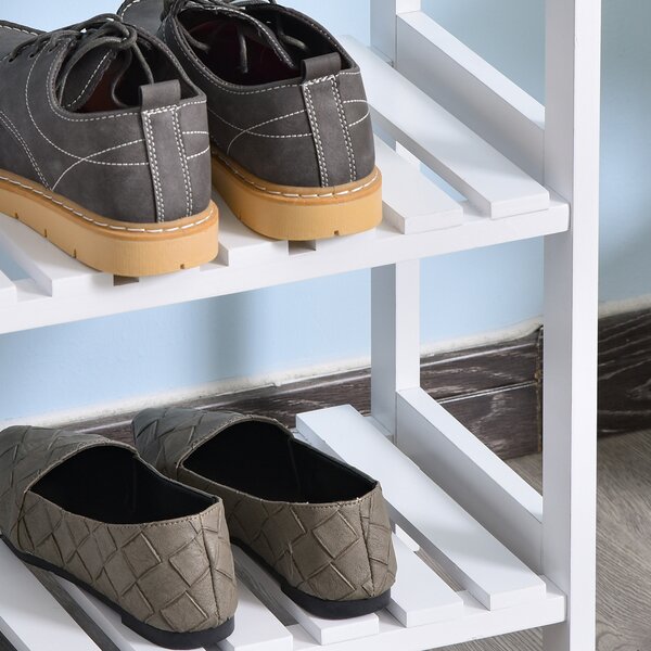 HOMCOM Shoe Sanctuary: 3-Tier Slatted Shoe Rack, Wooden Frame, Spacious and Hygienic Storage, 70L x 26W x 57.5H cm, White Aosom UK