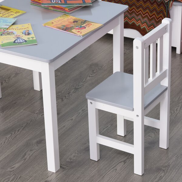HOMCOM Children's Table and 2 Chairs Set, 3 Piece Toddler Activity Desk for Arts, Crafts, Study, Snack Time, Easy to Assemble, Grey Aosom UK