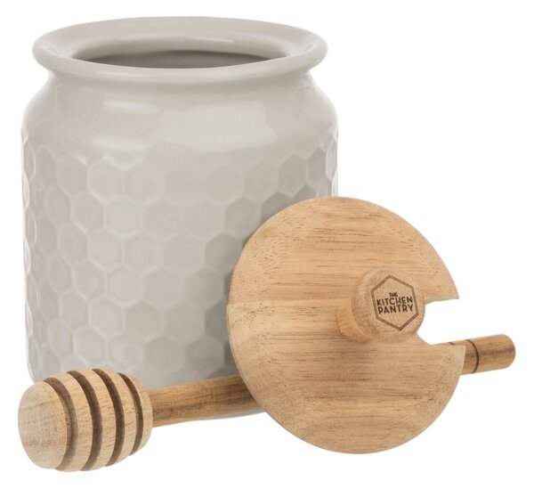 Kitchen Pantry Honey Pot With Drizzler Grey/Brown
