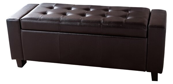 Verona Ottoman, Brown Faux Leather