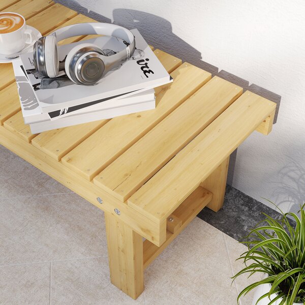 Outsunny 2-seater Outdoor Indoor Garden Wooden Bench Patio Loveseat Fir 110L x 38W x 35H cm Natural Aosom UK