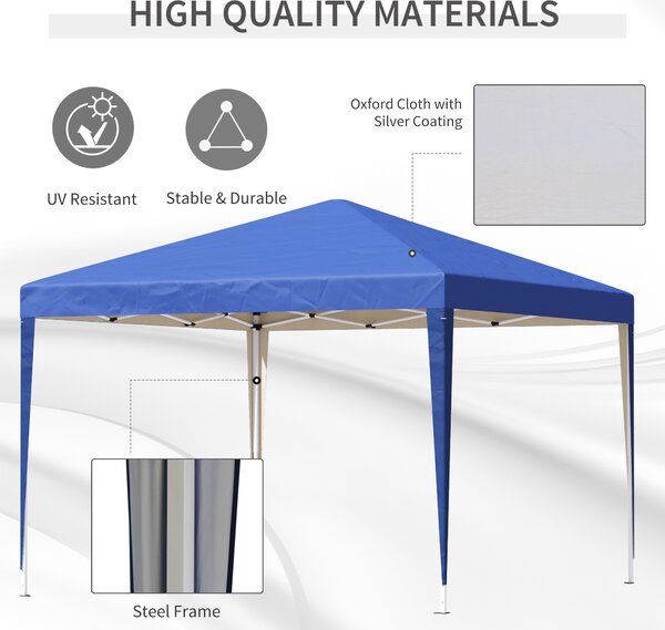 Outsunny 3 x 3m Pop Up Gazebo with Sides, Weather Resistant Gazebo with Carry Bag for Events and Weddings, Blue Aosom UK