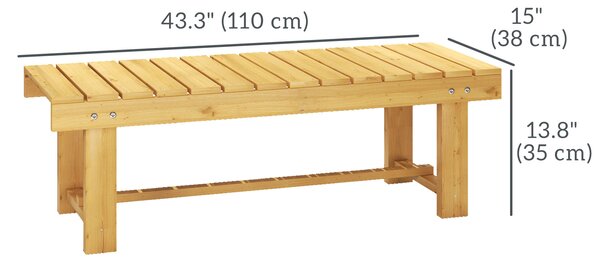 Outsunny 2-seater Outdoor Indoor Garden Wooden Bench Patio Loveseat Fir 110L x 38W x 35H cm Natural Aosom UK