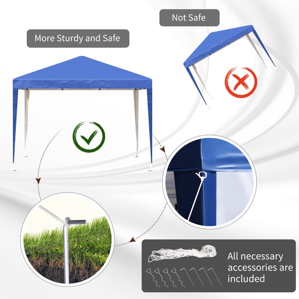 Outsunny 3 x 3m Pop Up Gazebo with Sides, Weather Resistant Gazebo with Carry Bag for Events and Weddings, Blue Aosom UK