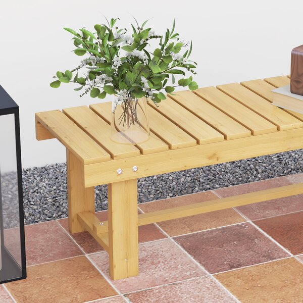 Outsunny 2-seater Outdoor Indoor Garden Wooden Bench Patio Loveseat Fir 110L x 38W x 35H cm Natural Aosom UK