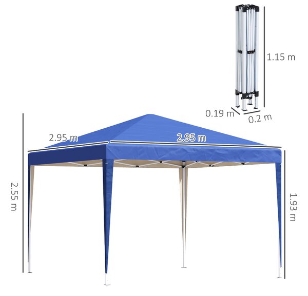 Outsunny 3 x 3m Pop Up Gazebo with Sides, Weather Resistant Gazebo with Carry Bag for Events and Weddings, Blue Aosom UK