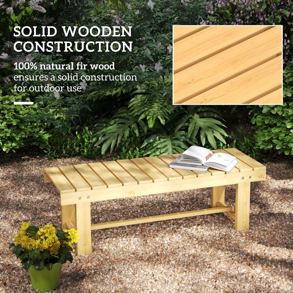 Outsunny 2-seater Outdoor Indoor Garden Wooden Bench Patio Loveseat Fir 110L x 38W x 35H cm Natural Aosom UK