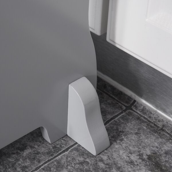 HOMCOM Kids Wooden Step Stool Kitchen Helper w/ Non-Slip Panels Handles Child Toddler Home Help 3 - 8 Yrs Grey Aosom UK