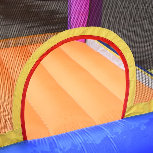 Outsunny Kids Bounce Castle House Inflatable Trampoline Slide Water Pool 3 in 1 with Inflator for Kids Age 3-12 Multi-color 3 x 2.8 x 1.7m