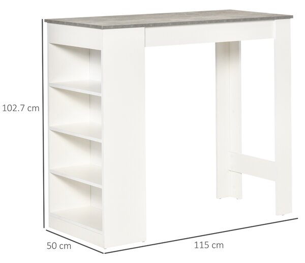 HOMCOM Bar Table with 4-Tier Storage Shelf, Pub Table, Coffee Table, Kitchen Dining Table for Kitchen, Dining Room, Living Room, Grey Aosom UK