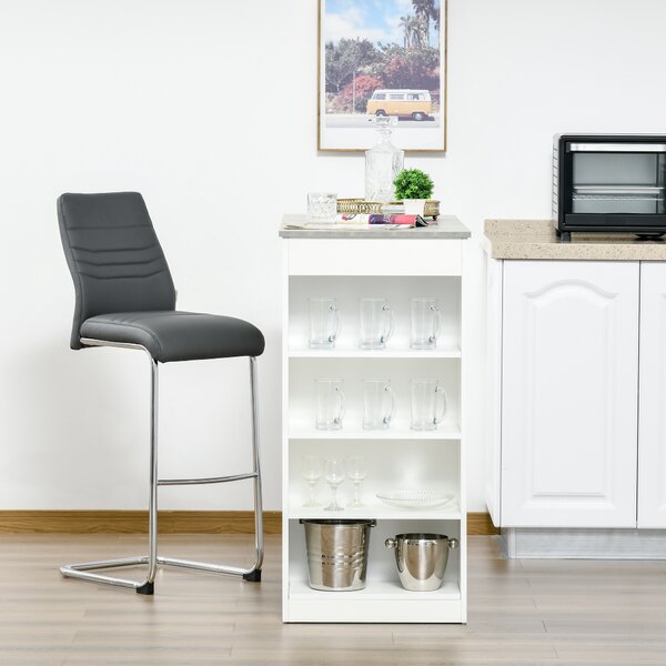 HOMCOM Bar Table with 4-Tier Storage Shelf, Pub Table, Coffee Table, Kitchen Dining Table for Kitchen, Dining Room, Living Room, Grey Aosom UK