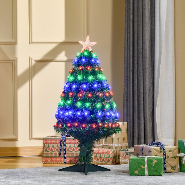 HOMCOM 3ft 90cm Fiber Optic Xmas Tree Artificial Christmas Tree Aosom UK