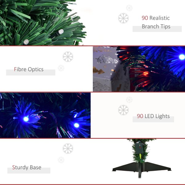 HOMCOM 3ft 90cm Fiber Optic Xmas Tree Artificial Christmas Tree Aosom UK