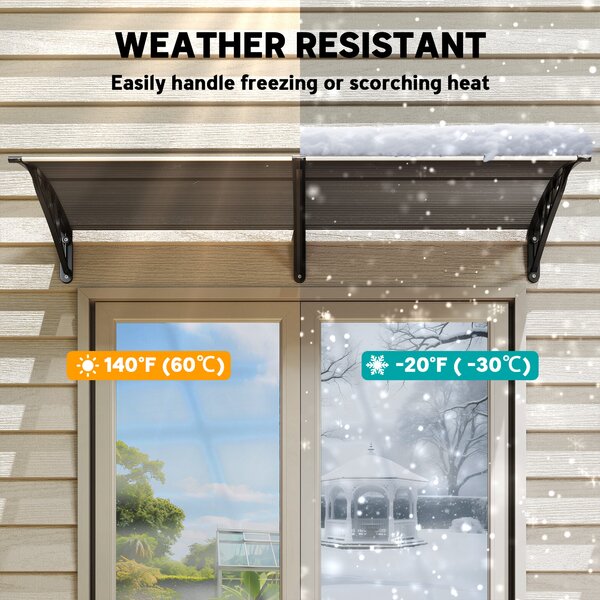 Outsunny Waterproof Door Canopy Awning Outdoor Window Rain Shelter Cover for Front/Back Door Porch Black 200 x 75cm Aosom UK