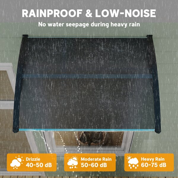Outsunny Waterproof Outdoor Door Canopy Awning, Window Rain Shelter Cover, Front/Back Door Porch, Black, 100 x 80cm Aosom UK