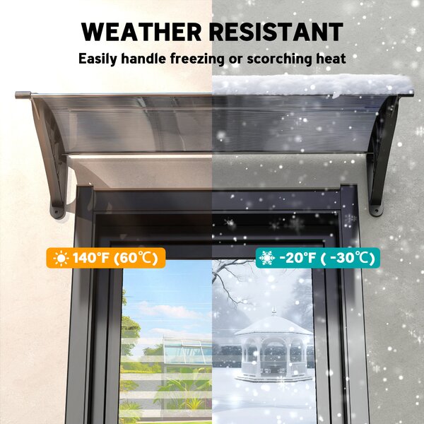 Outsunny Waterproof Outdoor Door Canopy Awning, Window Rain Shelter Cover, Front/Back Door Porch, Black, 100 x 80cm Aosom UK