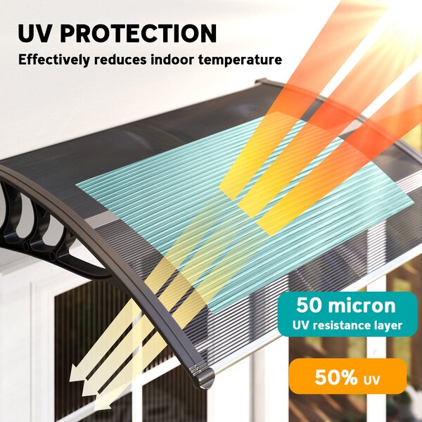 Outsunny Waterproof Outdoor Door Canopy Awning, Window Rain Shelter Cover, Front/Back Door Porch, Black, 100 x 80cm Aosom UK