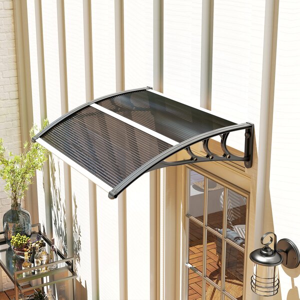 Outsunny Waterproof Outdoor Door Canopy Awning, Window Rain Shelter Cover, Front/Back Door Porch, Black, 100 x 80cm Aosom UK