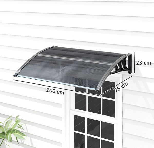 Outsunny Waterproof Outdoor Door Canopy Awning, Window Rain Shelter Cover, Front/Back Door Porch, Black, 100 x 80cm Aosom UK
