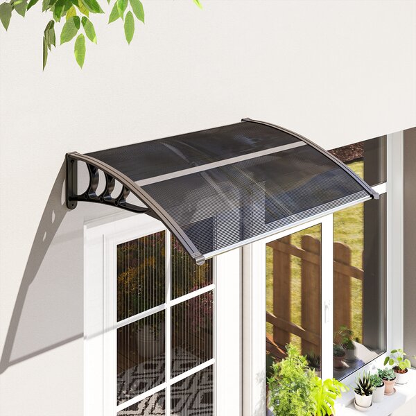Outsunny Waterproof Outdoor Door Canopy Awning, Window Rain Shelter Cover, Front/Back Door Porch, Black, 100 x 80cm Aosom UK