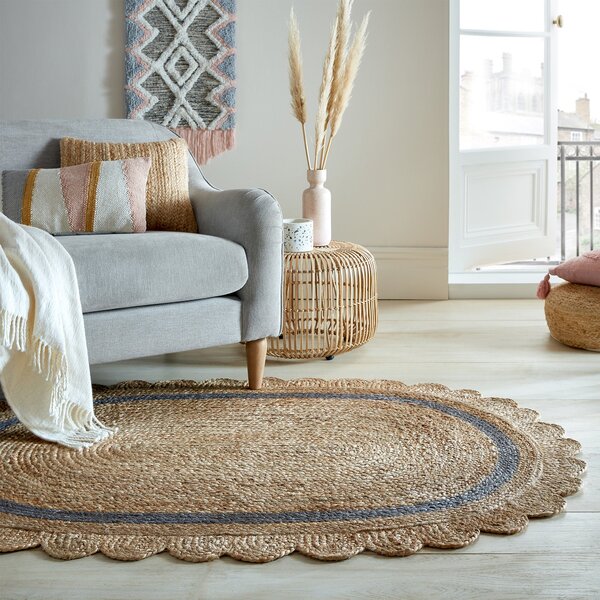 Grace Rounded Jute Rug Grey
