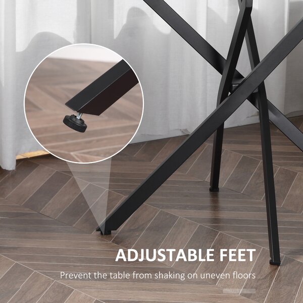 HOMCOM Side Table with Clear Tempered Glass Top, Round Table with Metal Legs, Modern Dining Table Furniture for Dining Living Room, Black Aosom UK