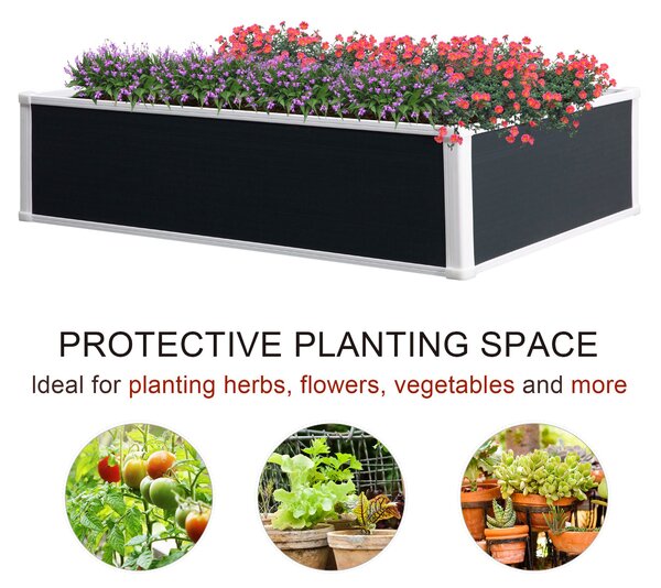 Outsunny Garden Raised Bed Planter Grow Containers for Outdoor Patio Plant Flower Vegetable Pot PP 120 x 90 x 30 cm