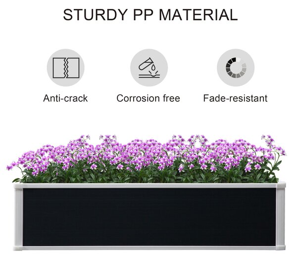 Outsunny Garden Raised Bed Planter Grow Containers for Outdoor Patio Plant Flower Vegetable Pot PP 120 x 90 x 30 cm