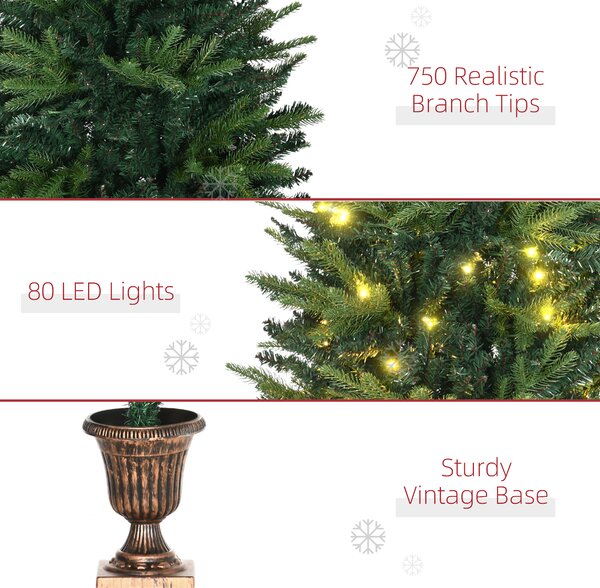 HOMCOM 1.2m Prelit Christmas Tree Artificial Tree Spruce Tree, Plastic Stand-Green Aosom UK