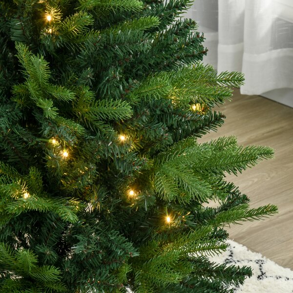 HOMCOM 1.2m Prelit Christmas Tree Artificial Tree Spruce Tree, Plastic Stand-Green Aosom UK