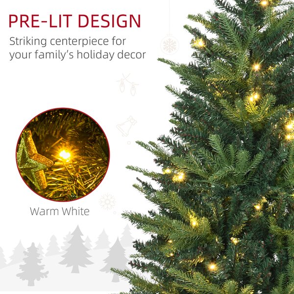 HOMCOM 1.2m Prelit Christmas Tree Artificial Tree Spruce Tree, Plastic Stand-Green Aosom UK