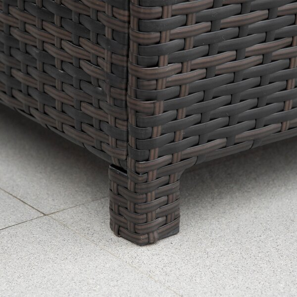 Outsunny Rattan Garden Side Table: Weather-Resistant Frame with Tempered Glass Top, Rustic Brown Aosom UK