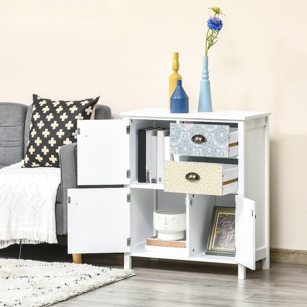 HOMCOM Shabby Chic Sideboard, Multi-Purpose Drawer Table, Storage Chest for Entryway or Living Room, Bedroom Furniture Organiser Unit