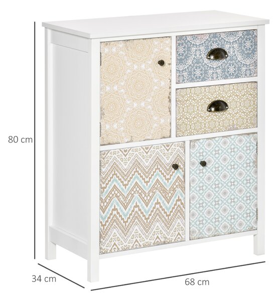 HOMCOM Shabby Chic Sideboard, Multi-Purpose Drawer Table, Storage Chest for Entryway or Living Room, Bedroom Furniture Organiser Unit