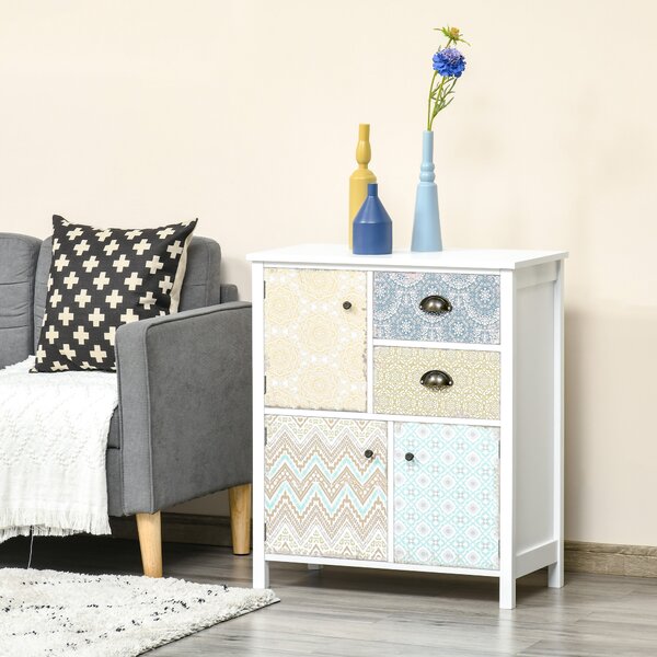 HOMCOM Shabby Chic Sideboard, Multi-Purpose Drawer Table, Storage Chest for Entryway or Living Room, Bedroom Furniture Organiser Unit