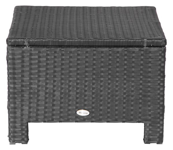 Outsunny Waterproof Rattan Footstool with Padded Seat Cushion Outdoor Patio Furniture for Backyard Garden Poolside Aosom UK