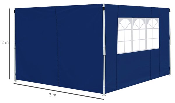 Outsunny 3m Gazebo with Exchangeable Side Panels, Window Feature, Outdoor Event Shelter, Blue
