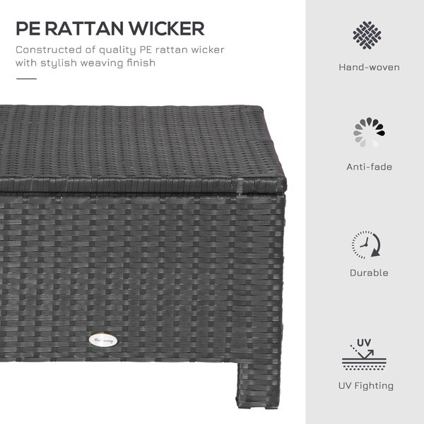 Outsunny Waterproof Rattan Footstool with Padded Seat Cushion Outdoor Patio Furniture for Backyard Garden Poolside Aosom UK