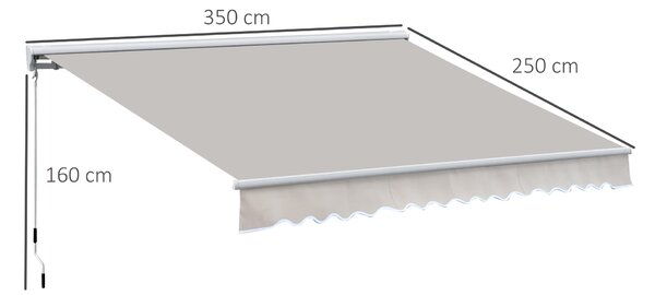 Outsunny 3.5Lx2.5M Retractable Awning-Cream White