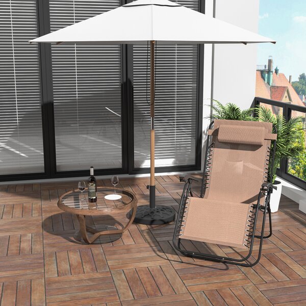 Outsunny Zero Gravity Chair Metal Frame Armchair Outdoor Folding Reclining Sun Lounger w/ Head Pillow for Patio Gardens Camping, Beige Aosom UK