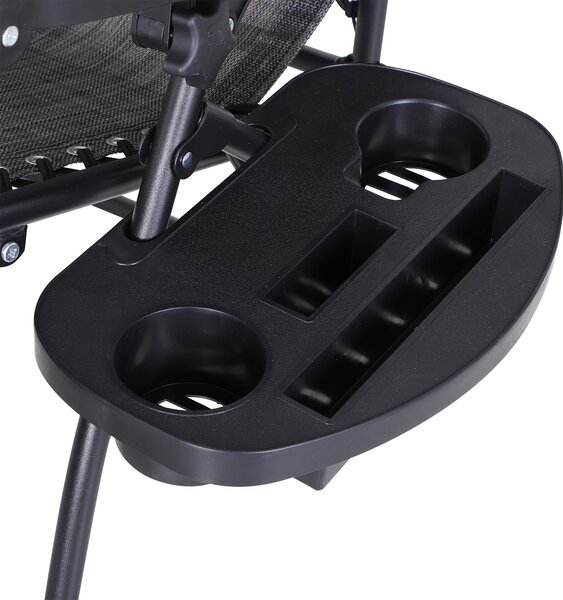 Outsunny Zero Gravity Chair, Folding Deck Chair with Cup Holder and Sunshade, Reclining Patio Sun Lounger, Grey Aosom UK