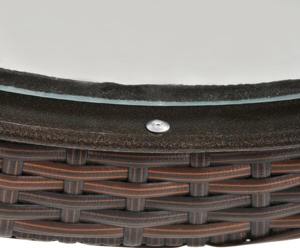 Outsunny Folding Round Tempered Glass Metal Table with Brown Rattan Edging Aosom UK