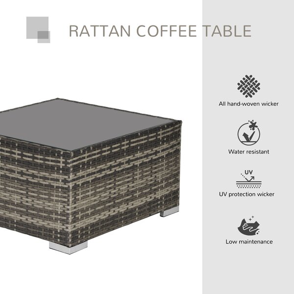 Outsunny Rattan Coffee Table Ready to Use Outdoor Furniture Suitable for Garden Backyard Deep Grey Aosom UK