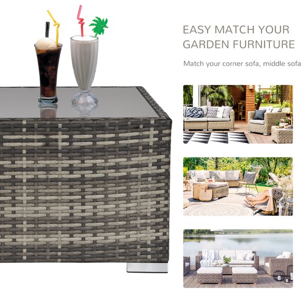 Outsunny Rattan Coffee Table Ready to Use Outdoor Furniture Suitable for Garden Backyard Deep Grey Aosom UK